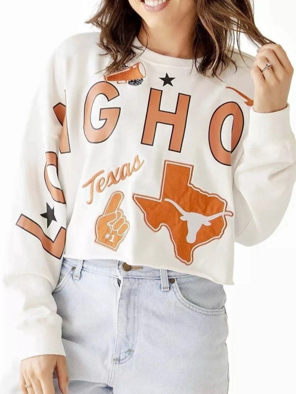 Gameday Social Women's Texas Longhorns Patch Up Long Sleeve Shirt